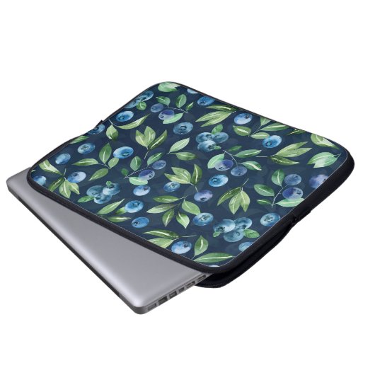 Blueberry dunkles Hintergrundmuster Laptopschutzhülle (Vorne Knopf)
