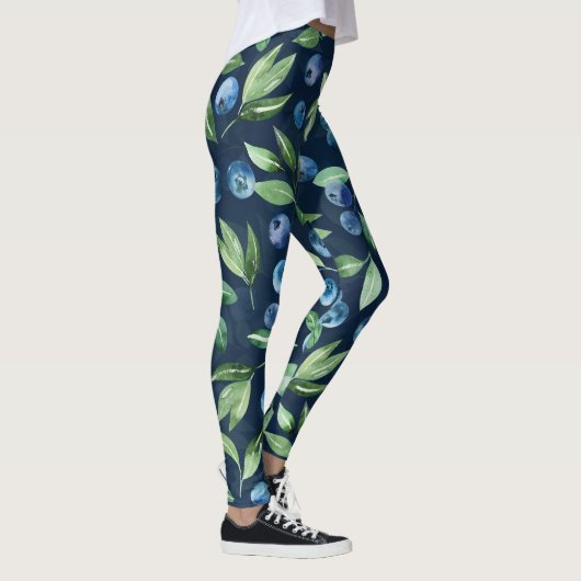 Blueberry dunkles Hintergrundmuster Leggings (Rechts)