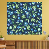 Blueberry dunkles Hintergrundmuster Leinwanddruck (Insitu (Wohnzimmer))