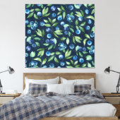 Blueberry dunkles Hintergrundmuster Leinwanddruck (Insitu (Schlafzimmer))