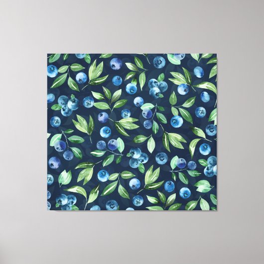 Blueberry dunkles Hintergrundmuster Leinwanddruck (Vorderseite)