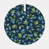 Blueberry dunkles Hintergrundmuster Ornament Aus Glas (Rückseite)