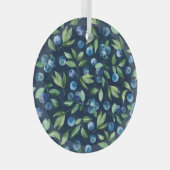 Blueberry dunkles Hintergrundmuster Ornament Aus Glas (Vorderseite Rechts)