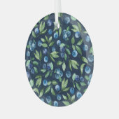Blueberry dunkles Hintergrundmuster Ornament Aus Glas (Vorderseite links)