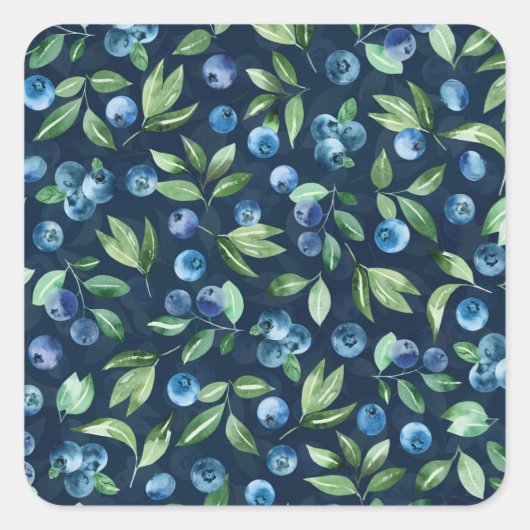 Blueberry dunkles Hintergrundmuster Quadratischer Aufkleber (Vorderseite)