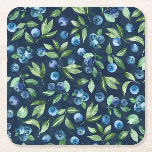 Blueberry dunkles Hintergrundmuster Rechteckiger Pappuntersetzer (Vorderseite)