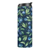 Blueberry dunkles Hintergrundmuster Thermosbecher (Nach links gedreht)