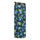 Blueberry dunkles Hintergrundmuster Thermosbecher (Nach rechts gedreht)