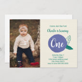 Blueberry Erstgeburt Foto Einladung (Vorne/Hinten)