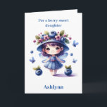 Blueberry Fairy Berry Birthday Daughter Karte<br><div class="desc">Feiern Sie mit unserer personalisierten Blueberry Fairy Girl Birthday Card einen besonderen Geburtstag! Diese verzauberte Karte ist perfekt für alle Mädchen,  die eine Touch der Magie Lieben. Personalisieren Sie die Vorderseite mit ihrem Namen und fügen Sie eine herzliche Nachricht hinzu. Machen Sie ihren Geburtstag mit dieser Beerenkarte süß!</div>
