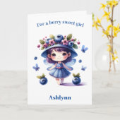 Blueberry Fairy Berry Birthday Karte (Gelbe Blume)
