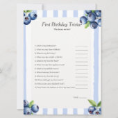 Blueberry First Birthday Trivia Spielkarte Feiertagskarte (Vorderseite)