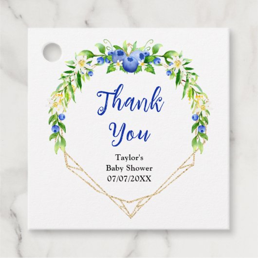 Blueberry Floral Baby Dusche Vielen Dank Geschenkanhänger (Vorderseite)