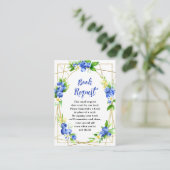 Blueberry Floral Baby Shower Book Request Begleitkarte (Stehend Vorderseite)