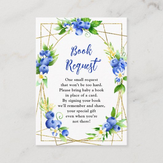 Blueberry Floral Baby Shower Book Request Begleitkarte (Vorderseite)