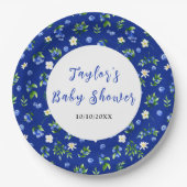 Blueberry Floral Baby Shower Pappteller (Vorderseite)
