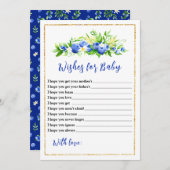 Blueberry Floral Baby Shower Wishes For Baby Einladung (Vorne/Hinten)
