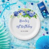 Blueberry Floral Birthday Pappteller (Party)