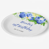 Blueberry Floral Birthday Pappteller (Schrägansicht)