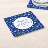 Blueberry Floral Birthday Party Rechteckiger Pappuntersetzer (angewinkelt)