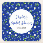 Blueberry Floral Bridal Shower Rechteckiger Pappuntersetzer (Vorderseite)