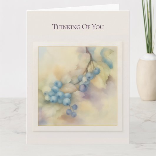 Blueberry Floral Folded Greeting Card - Blank Karte (Vorderseite)