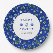 Blueberry Floral Wedding Pappteller (Vorderseite)