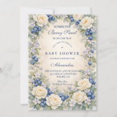 Blueberry Floral Wreath Baby Shower Einladung (Vorderseite)