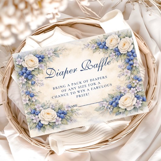 Blueberry Floral Wreath Diapper Raffle Begleitkarte