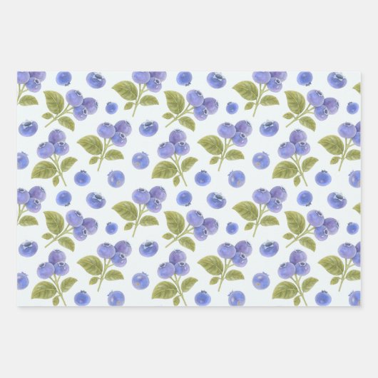 Blueberry Fruit mit Blätter Light Blue (Vorderseite 3)