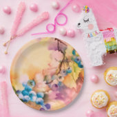 Blueberry Fruit Pattern — Hand-Painted Berries Pappteller (Party)