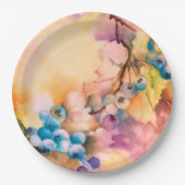 Blueberry Fruit Pattern — Hand-Painted Berries Pappteller (Vorderseite)