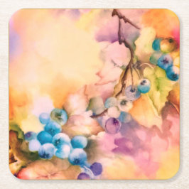 Blueberry Fruit Pattern — Hand-Painted Berries  Rechteckiger Pappuntersetzer