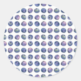 Blueberry Fruit Watercolor Geometric Illustration Runder Aufkleber
