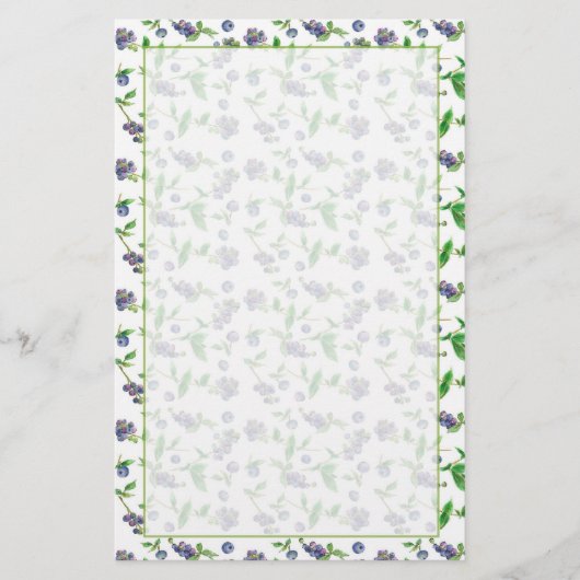 Blueberry Fruit Watercolor Illustration Briefpapier (Vorderseite)