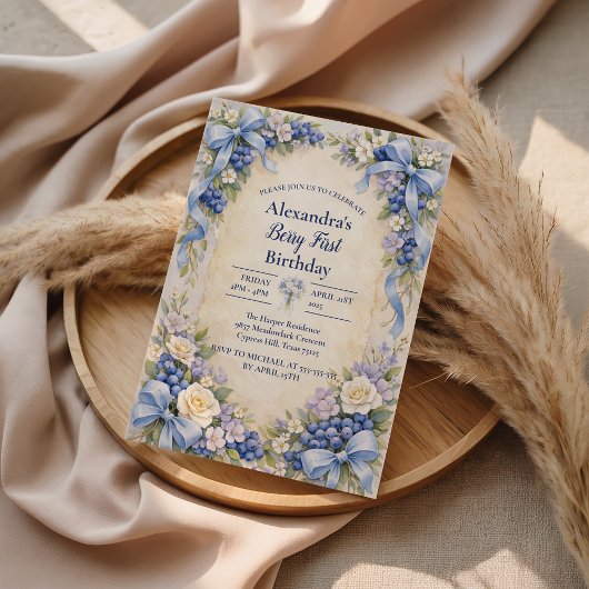 Blueberry Garden Berry First 1st Birthday Einladung