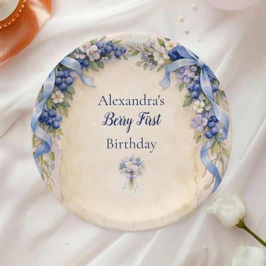Blueberry Garden Berry First 1st Birthday Pappteller
