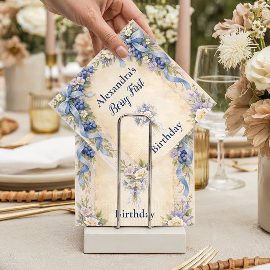 Blueberry Garden Berry First 1st Birthday Serviette