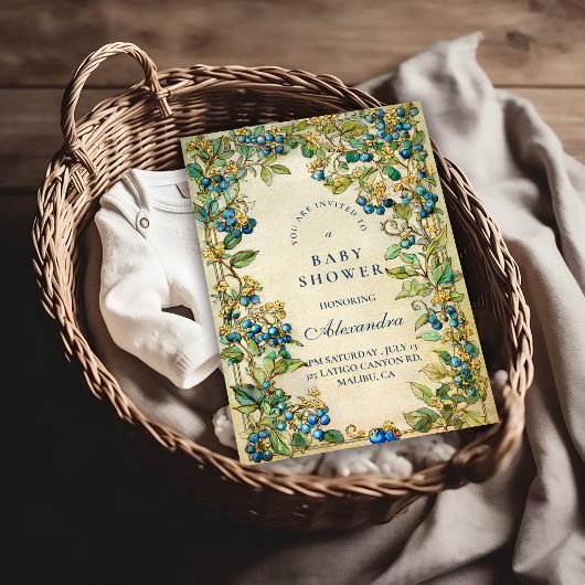 Blueberry Garden Vintage Baby Shower Einladung