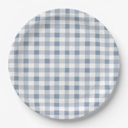 Blueberry Gingham Pattern Baby Dusche Pappteller (Vorderseite)