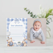 Blueberry Gingham Time Capsule Note Message Einladung (Stehend Vorderseite)