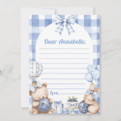 Blueberry Gingham Time Capsule Note Message Einladung (Vorderseite)