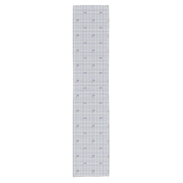 Blueberry Gray Blue Gingham Kurzer Tischläufer