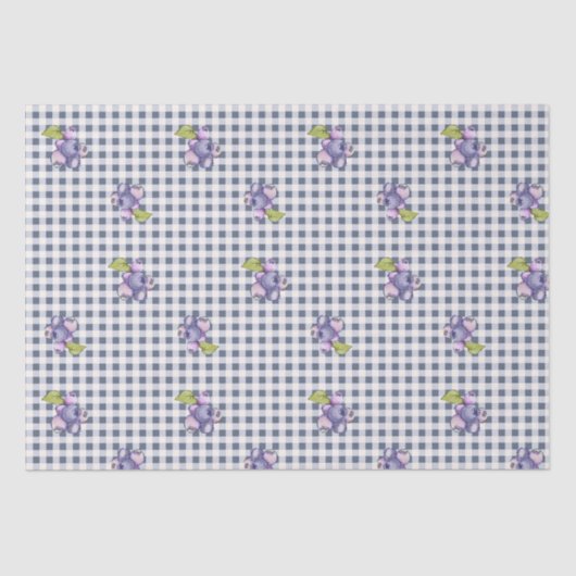 Blueberry Gray Blue Gingham Seidenpapier (Vorderseite)