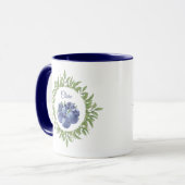 Blueberry Greenery Name Elegant Blue Tasse (Vorderseite Links)