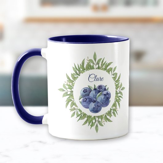 Blueberry Greenery Name Elegant Blue Tasse