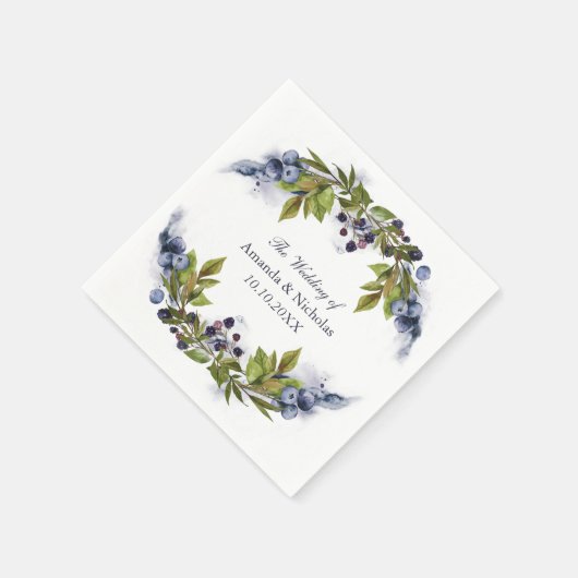 Blueberry-Hochzeit im Herbst personalisiert Serviette (Ecke)