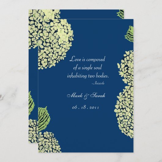 Blueberry Hydrangea Einladung (Vorne/Hinten)