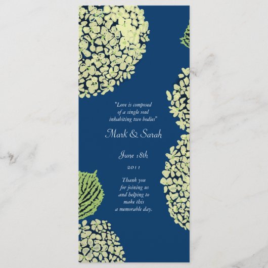 Blueberry Hydrangea Wedding Program Programm (Vorderseite)