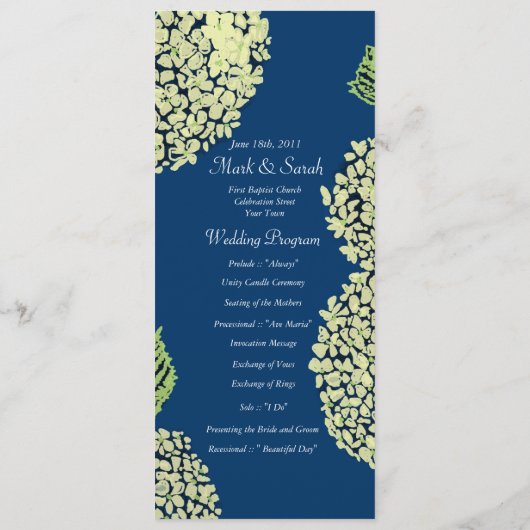 Blueberry Hydrangea Wedding Program Programm (Rückseite)